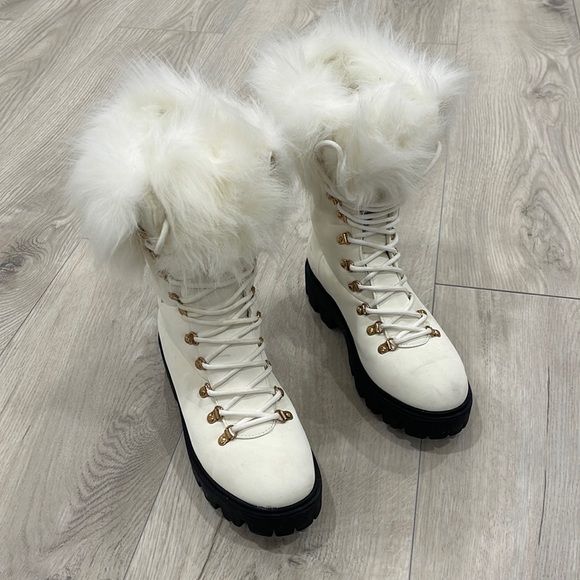 Red Dress Boutique Shoes - White faux fur winter boots